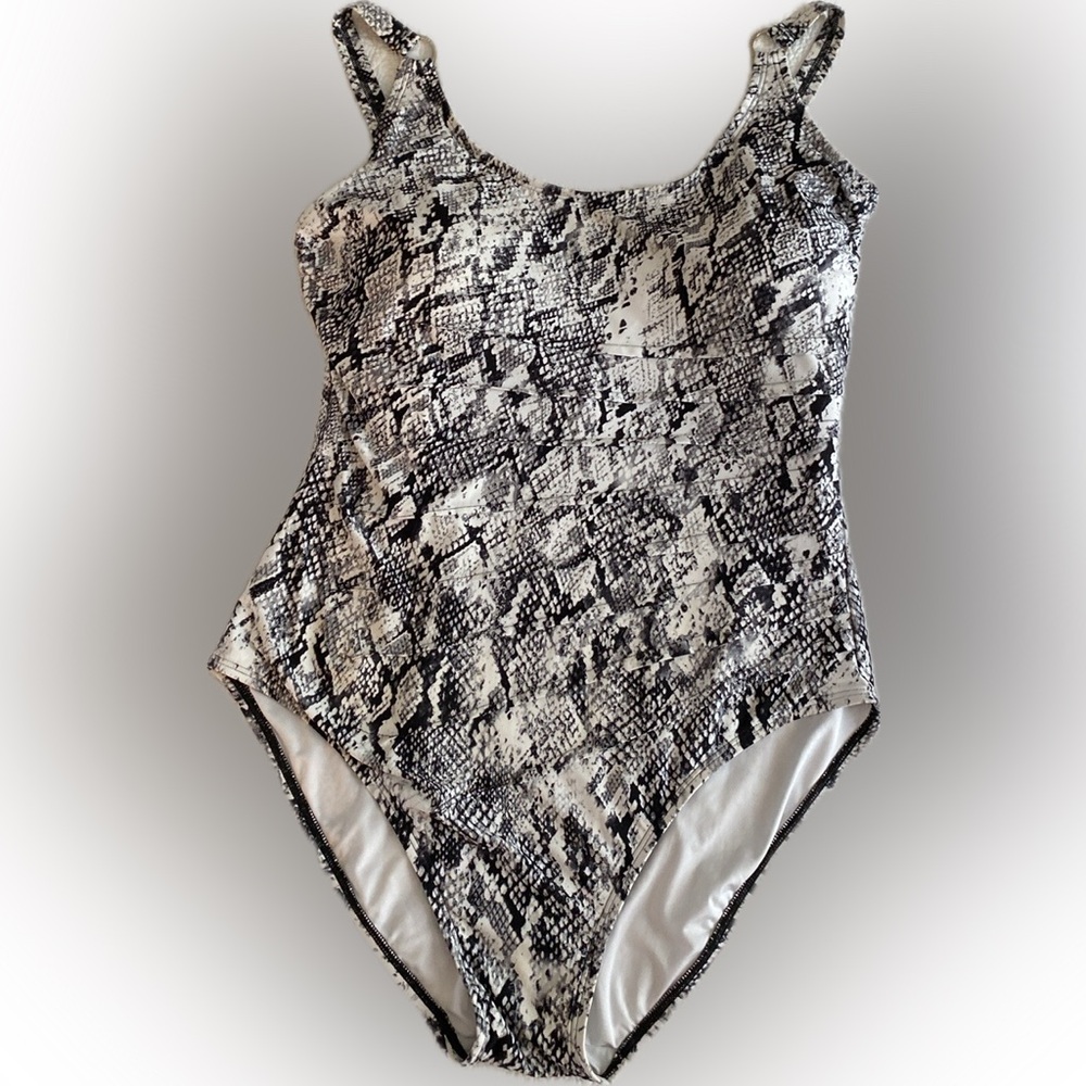 Calvin Klein Black and White Snakeskin One Piece Swimsuit